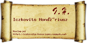 Iczkovits Honóriusz névjegykártya